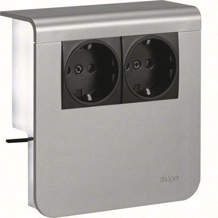 Hager SL20080900D1 Uttag för kanalhöjd 80 mm Aluminium, Installationsmaterial