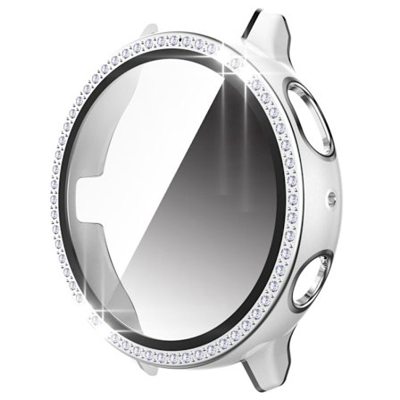 Samsung Galaxy Watch Active 2 - 44mm dual-color rhinestone décor cover with tempered glass - White / Silver