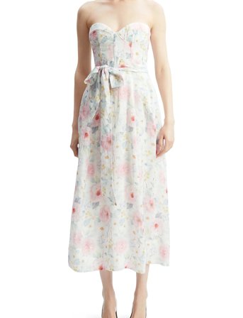 Bardot Floral Printed Tie Midi Dress - Pink - 36