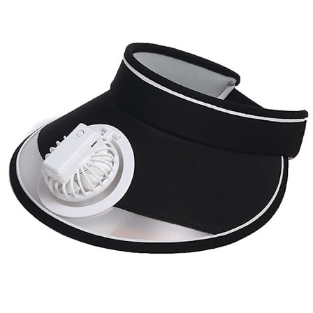 Solskærm Hatte Med Ventilator - Tre Hastigheder USB Genopladelig, Solbeskyttelse Solhat Med Justerbar Spænde (FW)