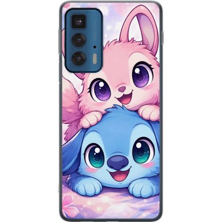 Kompatibel Mobilcover til Motorola Motorola Edge 20 Pro Sød kawaii illustration med pink og blå fantasidyr, store øjne og bløde farver perfekt til