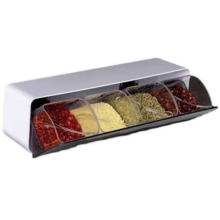 Självhäftande väggmonterad kryddbox med lock och sked, transparent