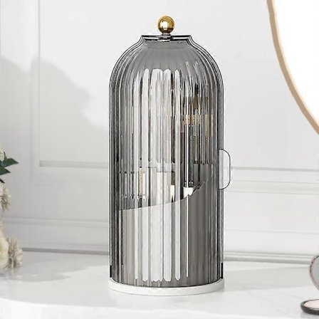 Støvtætte tandbørsteholdere med låg, roterende elektrisk tandbørste- og tandpastaholder til badeværelsesbordplade, 3 rum gennemsigtig Mak[HK]