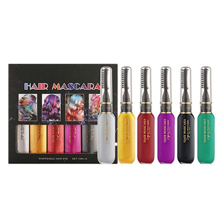 6 färger tillfällig hårfärg för flickor ljusa färger säker enkel blandning tvättbar engångshårfärg färgtyp B