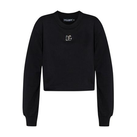 Dolce & Gabbana Cropped sweatshirt with logo Sort, Dame Sweatshirts