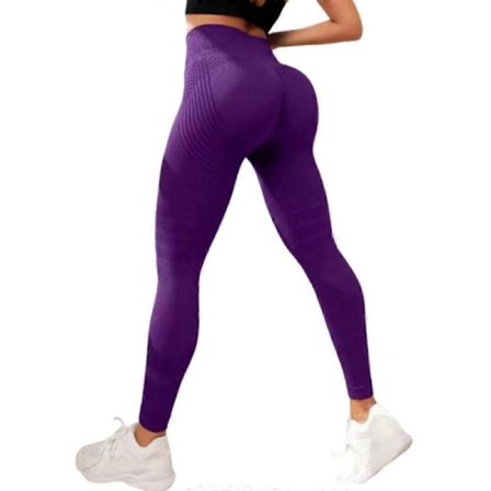 3D Cellulitt Leggings for Gym - Høy Midje, Butt Lift & Tummy Control - Mørk Lilla XXL XXL