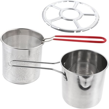 Frituregryde i rustfrit stål med kurv, friturepande i metal, egnet