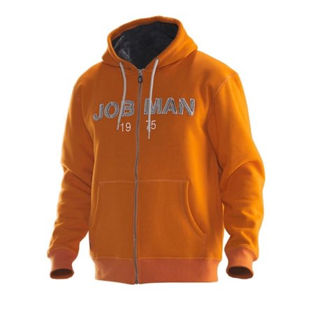 Jobman Herr Vintage Fodrad Full Zip Hoodie M Orange/Mörkgrå