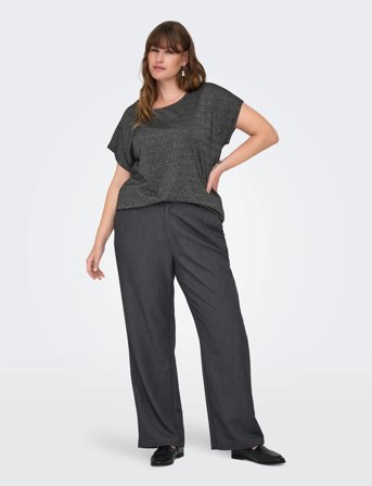 ONLY Carmakoma Carmoster Glitter S/S Top Jrs Noos - Black - 50-52