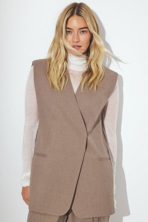 NA-KD Oversized Longline Vest - Blazer vest - Brun - EU 36