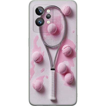 Kompatibel Mobilcover til Realme Realme GT2 Pro Rosa glaskugler og tennisketsjer i et kreativt stillbillede med legende popfølelse og moderne design,