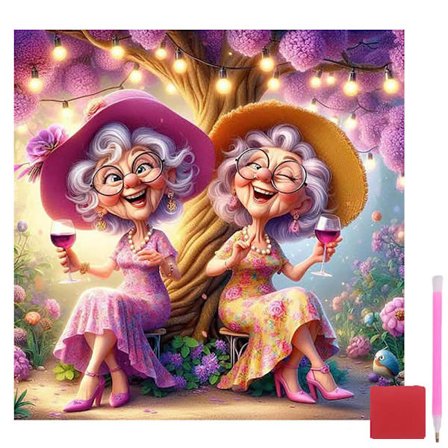 Grandma Diamant Kunst Sæt til Voksne - Party Grandma Diamant Maleri Sæt til Begyndere, DIY Diamant Maleri Sæt Fuld Rund Bor Kunst til 