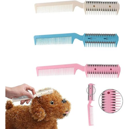 3 stk. kæledyrs-plejekamme, kæledyrshår-trimmerkam med 2 blade til pleje af barbering og klipning