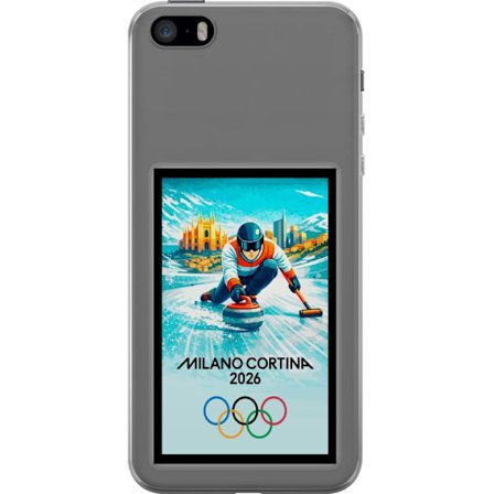 Yhteensopiva Puhelinkuori Apple iPhone 5s Jääkiekkoilukuva, jossa pelaajat liikkuvat jäällä, Milano Cortina 2026, Milanin maamerkit ja olympialaisten