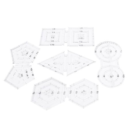 5 stk. Patch-Work Lineal Sæt DIY Manuel Dobbelt Rund Pentagon Hex Trekant Syværktøj