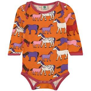 Småfolk Orange Printed Baby Body 62 cm - All in ones - 62 cm - Orange - Junge