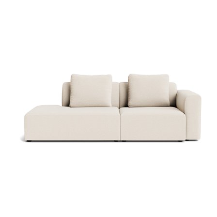 Como Lounge Sofa, Venstrevendt Open End, Loop Creme, Håndlavet, Slidstærk + Ekstra rygpuder, 226x100x83cm - Elegant Sofa