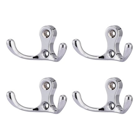 4-delad dubbel gaffelrockskrok, dubbel klädkrok, väggmonterad klädkrok, badrumsdörr vägg, vintage metall klädhängare, dubbel klädkrok