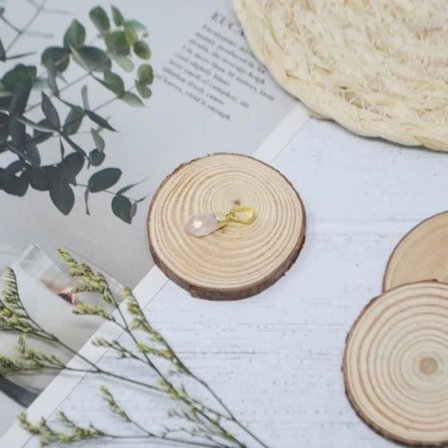 Litet hackspetthänge - Guldpläterad - Naturstenar - Rosenkvarts Multi