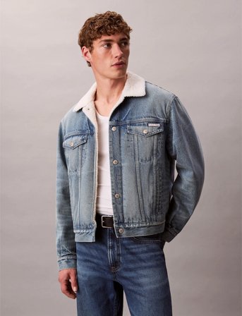 Calvin Klein Jeans 90S Sherpa Trucker Tinted Thundr - Blue - XXL