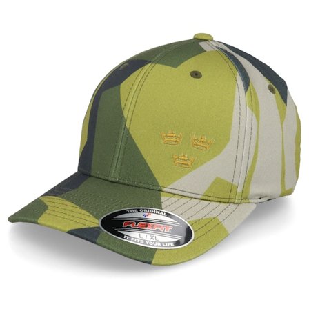 Iconic - Camo flexfit Caps - Tre Kronor Side Panel M90 Camo Flexfit @ Hatstore