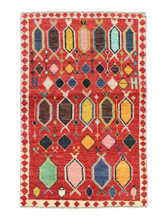 Tapis Moroccan Berber - Afghanistan 87X131 Rouge Foncé/Rouge (Laine, Afghanistan)