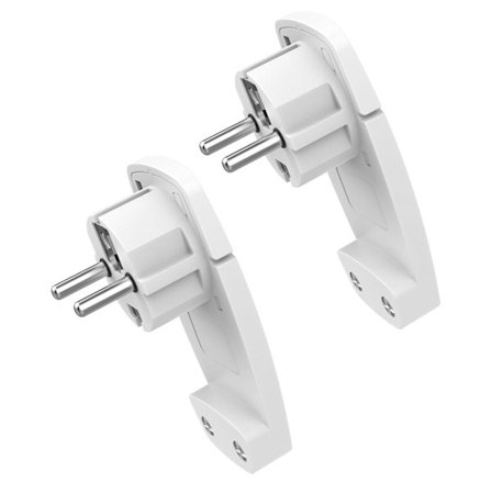 2 Stk. Ekstra Fladt Stik Hvidt Fladt Stik - til Kabler med 1,5 mm² Kabeltværsnit Europæisk Stik Hjem IP20 250 V (16A)