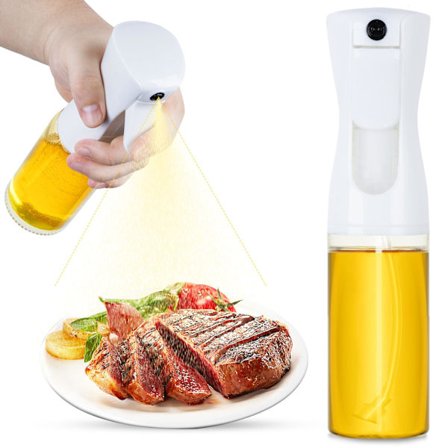 Matlagningsspray, 2025 nylig oppgradert olivenoljesprøyte og -dispenser, (hvit, 220 ml)