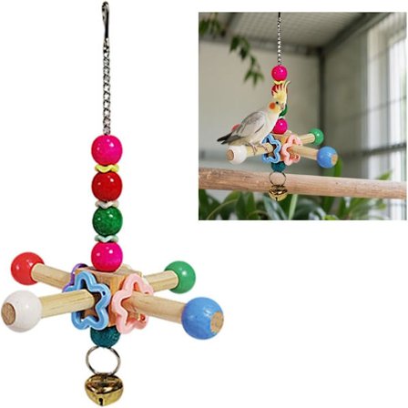 Fuglepinne Stativ, Tre Spinner Burpinne for Undulater Parakitter og Små Papegøyer, Roterende Treningstilbehør for Medium Fugl