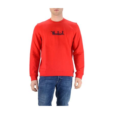 Woolrich, Red Felpa Crewneck Rood, Heren, Maat:L