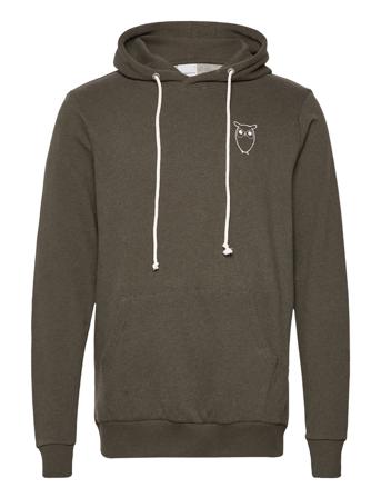 Elm Hood Small Print Owl Sweat - Go Khaki Knowledge Cotton Apparel