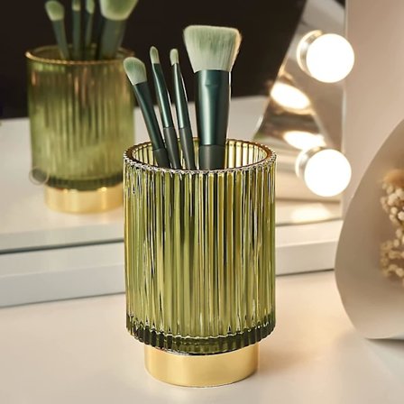 Sminkepenselholder Glass Grønn Vintage Organiser Skrivebord