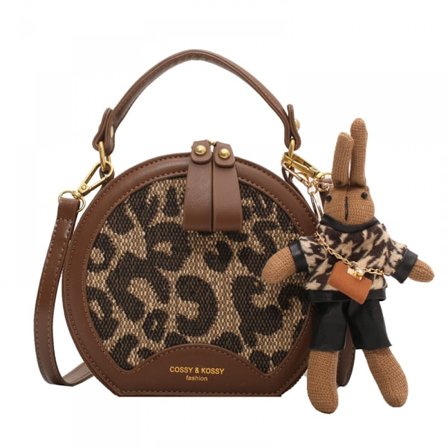 Rund axelväska med stor kapacitet, liten rund väska, rund tårtväska, crossbody-väska med diamantmönster