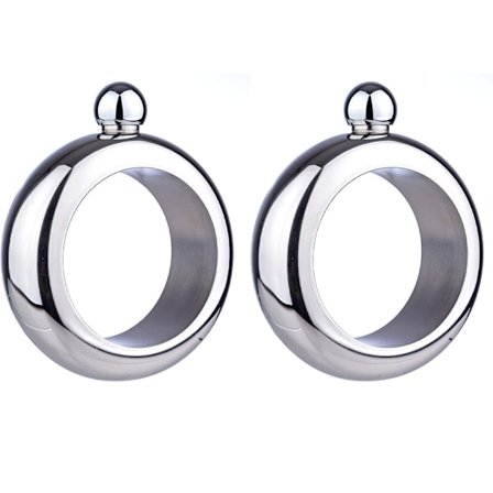 Bangle Armbånd Vin/Alkohol Flaske - Rustfritt Stål Svart og Sølv Kreativt Gavesett for Kvinner, Sølv