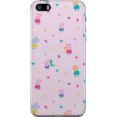 Yhteensopiva Puhelinkuori Apple iPhone 5s Äiti Porsas vauvan rakastava Peppa Pig -kuvitus pehmeissä väreissä lapsiaiheisiin
