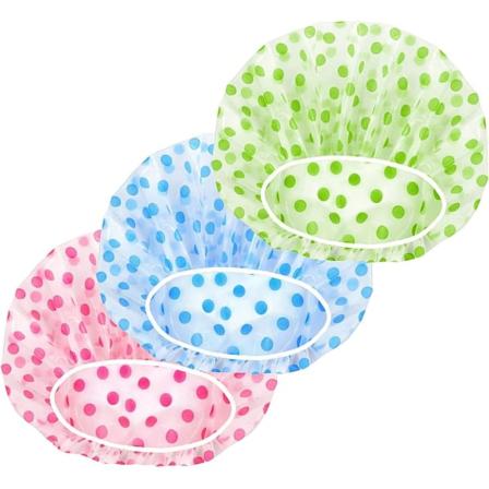 Dusjhetter (pakke med 6, grønn blå rosa)