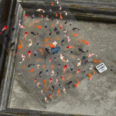 Red Koi Fish Goldfish 5D Nail Sticker Lettering 3D Stickers Na