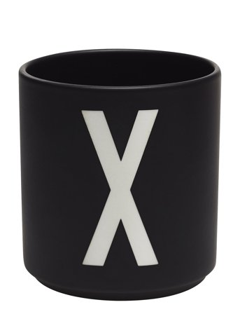 Design Letters Black Porcelain Cups A-Z - Black - 25 CL