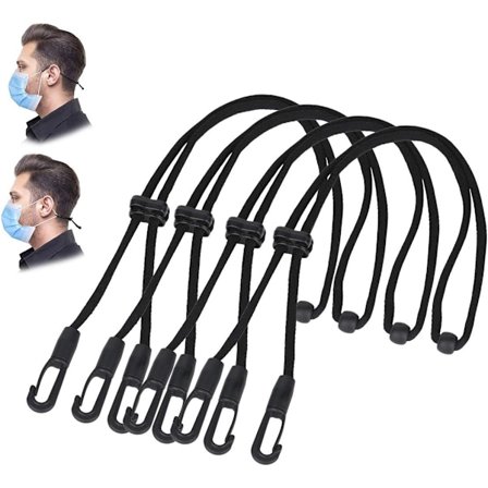 Maske Forlænger Rem Ekstra Lang Justerbar Sort 4 Stk