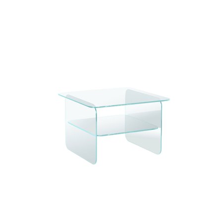Vetro Ecktisch, Glas | 50x50cm, moderner Beistelltisch in Klar mit praktischer Ablagefläche, zeitloses Design, Abmessungen 50x50x40cm