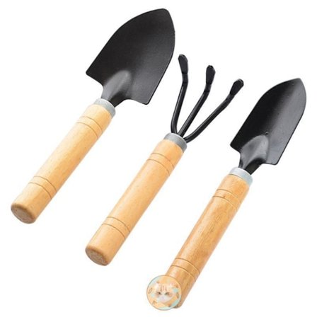 Sett med 3 mini hagespader Liten spade/rake/spadehånd