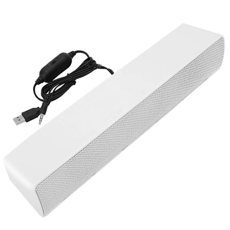 USB-johdollinen stereokaiutin Soundbar-musiikkisoitin Bass Surround Sound Box 3,5 mm:n sisääntulolla PC-puhelimille (valkoinen)