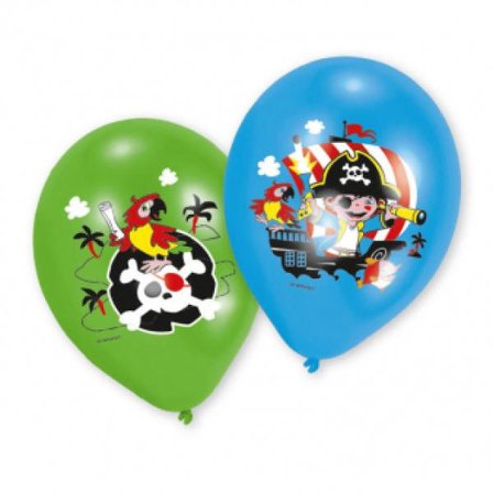 Ballonger pirat 6 st 27 cm pirattema sjörövare ballong