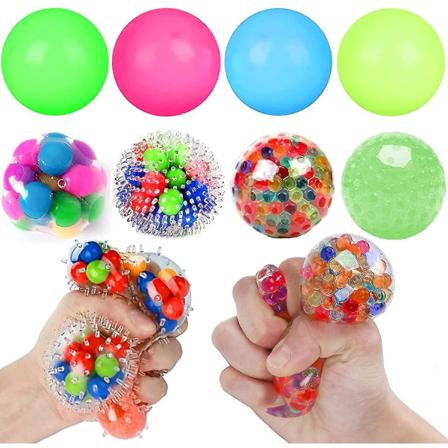 Stressbollar Fidget Toys Stressboll för barn - 8-pack sensorisk pärlboll ångest