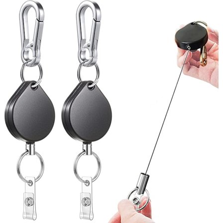 2PCS Retractable Key Ring Student ID Card Retractable Key Holder Neck Badge