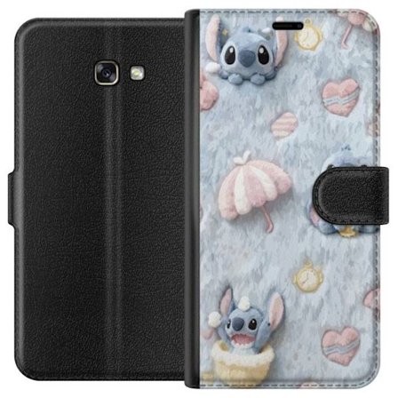 Kompatibelt Lommeboketui til Samsung Galaxy A3 (2017) Broder mønster med hjerter, paraplyer og pastellfarget myk bakgrunn