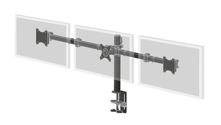 iiyama DS1003C-B1 stativ - justerbar arm - for 3 skjermer - svart