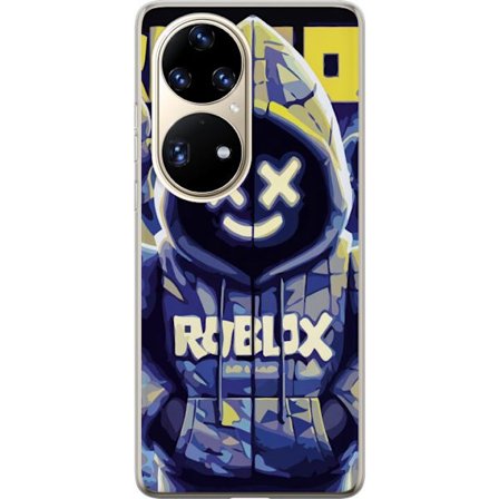 Kompatibelt Mobildeksel til Huawei Huawei P50 Pro Blågul Roblox hettegenserfigur med minimalistisk neonstil og masket ansikt, moderne spillillustrasj