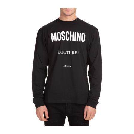 Moschino Long Sleeved Crew Neck T-shirt Sort, Herre