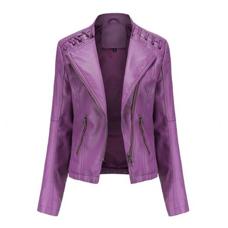 Damer Pu-läder Lapel Neck Blazers Långärmad Spetsjacka